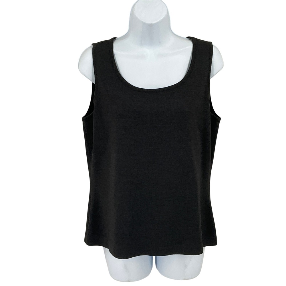 St. John Tank Top Women M Black Wool Knit Classic Lux Sleeveless Shell Capsule